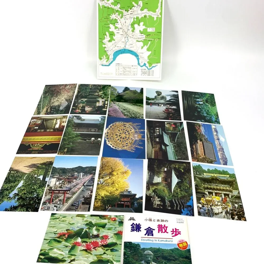 Vintage Postcards of Japan Landmarks Travel Packet of 16 + Map unposted
